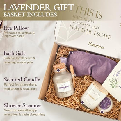 Lavender Spa Gift Baskets for women, Birthday Basket for Female, Mom, Sis, Girlfriend, and Best Friends Baskets for Women, Christmas Gift Sets for Women