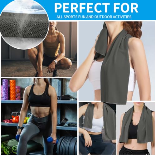 Puomue 5 Pack Cooling Towels, 40 Inches x 12 Inches, Breathable Soft Chilly Microfiber Towel for Yoga, Sport, Running, Workout, Gym, Camping and Fitness, Grey - color: Grey1