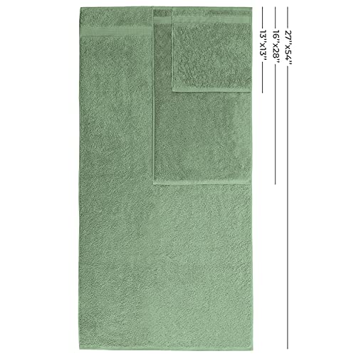 American Veteran Towel, 100% Cotton Turkish 6 Piece Towel Set, Luxury Towels Set of 6 for Bathroom Essentials, 2 Bath Towel 2 Hand Towel 2 Washcloth, Sage Green - color: Sage Green, size: XL 6PC