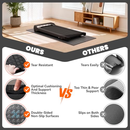 Stepwaver Walking Pad Mat for Carpet, Treadmill Mat for Hardwood Floors | High Density, 1/4 Thickness, Foldable, Floor Protection for Bike, Elliptical, Treadmill, Walking Pad - size: 55"L x 24"W x 0.2"Th