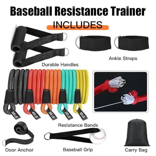 Davllin Baseball Resistance Trainer,Training Aid for Baseball Softball Pitchers,Interchangeable Grips to Build Arm Strength,Arm Bands for Baseball Players,Baseball Throwing Trainer,Great to Warm-Up - style: 14-in-1 Update