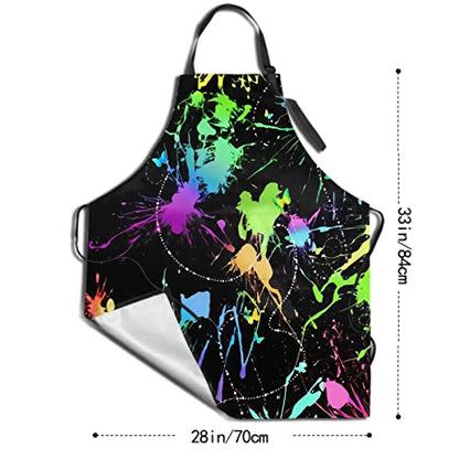 Giwawa Unisex Adult Apron Waterproof Stain Resistant Kitchen Cooking Apron with 2 Pockets for BBQ Grill Painting - color: Black Oil Paint