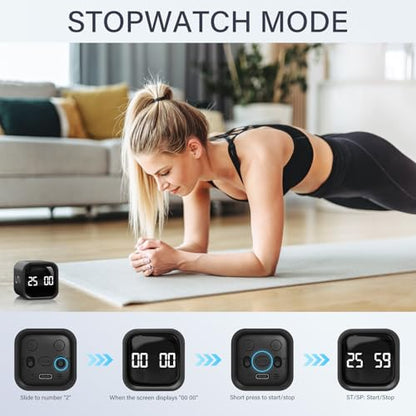 Rotating Productivity Timer 5/25/10/50, Desk Flip Timer, ADHD Tool - color: Black