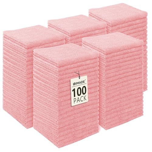 UNIMADE Washcloths Bulk 100 Pack Face Towels, Highly Soft Wash Cloths - color: Pink, size: 100Pack