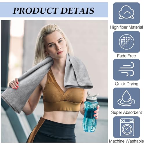 SmoothNovelty 36 Pcs Microfiber Gym Towel 16 x 28 in Bleach Proof Towels Absorbent Soft Sweat Towels Quick Dry Lightweight Towel for Hand Salon Bath Spa Hotel Pool Home Hair Care(Light Grey) - color: Grey