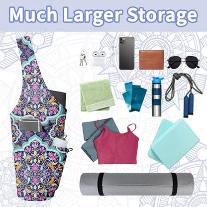 Yoga Bag for Women, Large Yoga Mat Bag Tote Carrier with Wet Dry Pocket | Water Bottle Holder & Adjustable Strap, Fits 1/2" Thick Yoga Mat for Gym, Pilates, Travel, Work - color: YOGA-06