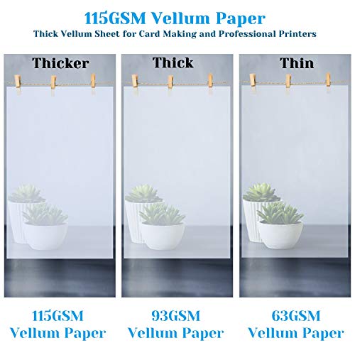 Vellum Paper, Cridoz 115GSM Transparent Vellum 8.5 x 11 Translucent Clear Printable Tracing Paper for Printing Invitation Cards - color: Translucent