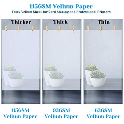 Vellum Paper, Cridoz 115GSM Transparent Vellum 8.5 x 11 Translucent Clear Printable Tracing Paper for Printing Invitation Cards - color: Translucent