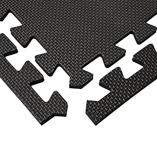 DEAYOU 16 Tiles Interlocking Foam Mat Floor Tiles, 12" x 12" EVA Foam Puzzle Mat with Borders, 0.4" Thick Soft Protective Exercise Padding Mats for Fitness, Play, Gym, Black and Cream White