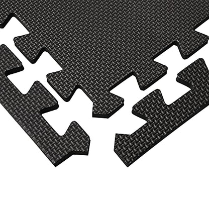 DEAYOU 16 Tiles Interlocking Foam Mat Floor Tiles, 12" x 12" EVA Foam Puzzle Mat with Borders, 0.4" Thick Soft Protective Exercise Padding Mats for Fitness, Play, Gym, Black and Cream White