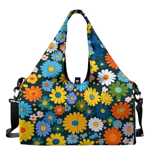 Yoga Mat Bag for Men Women Canvas Yoga Mat Carrier Take In Out Mat Easily for Beach Swim Bags Pool Sports Gym - color: Cute Daisy