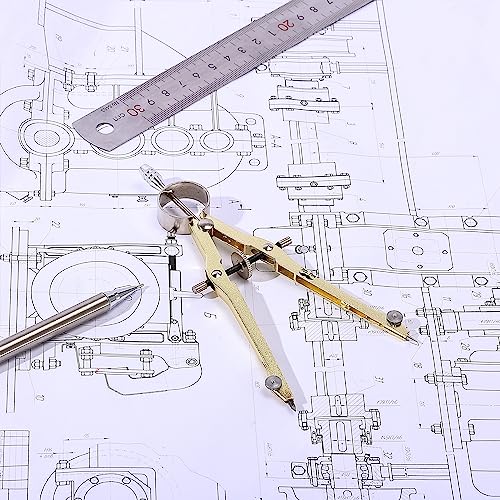 Mr. Pen- Professional Compass for Geometry, Extra Lead | Metal Compass Drawing Tool for Students, Drafting and Engineering, Technical Drawings, Circles and Geometry Projects - color: Gold
