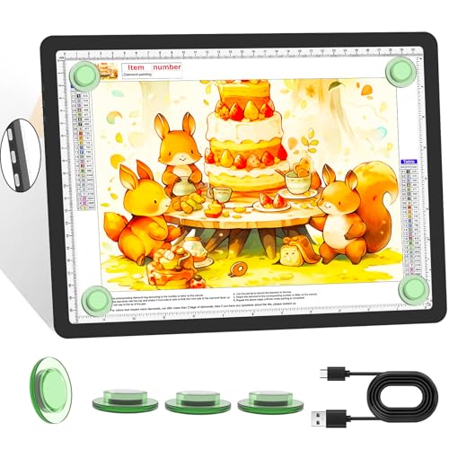 KOBAIBAN A4 Magnetic Light Box for Tracing, Rechargeable Diamond Art Light Board with Side Physical Buttons, 3 Color Light Modes Super Bright Light Pad Light Table for Drawing, Weeding Vinyl (Black) - size: A4