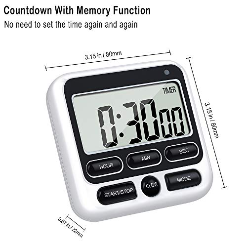 4-in-1 Digital Timer with Count Up/Down, Clock & Alarm, Ring & Silent Modes - color: Black