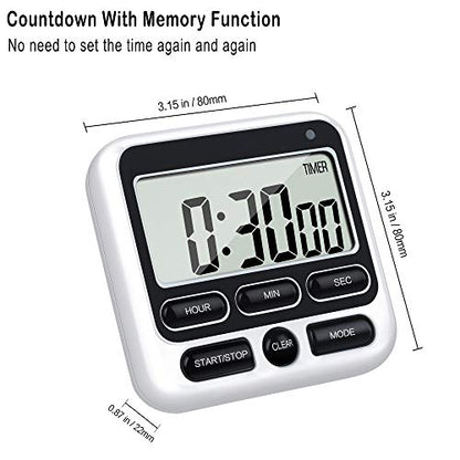 4-in-1 Digital Timer with Count Up/Down, Clock & Alarm, Ring & Silent Modes - color: Black