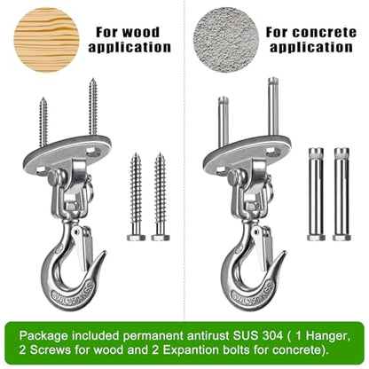 SELEWARE Heavy Duty Ceiling Mount Swing Hanger with 360 Degree Swivel - color: Silver Swing Hanger Hook