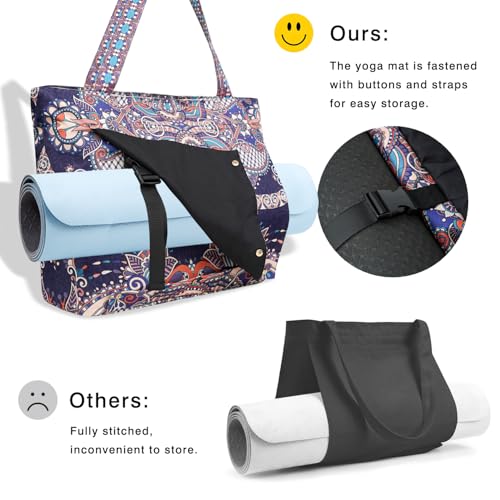 Yoga Mat Bag Yoga Bags and Carriers Fits All Your Stuff Yoga Tote Bag with Zipper Pocket Yoga Mat Carrier Pilates Bag Take in Out Mat Easily - color: Ancient Totem