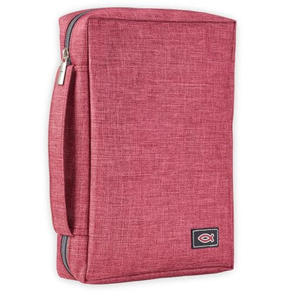 Christian Art Gifts Men/Women's Bible Cover Jesus Fish, Red Canvas, Small - color: Red/Jesus Fish, size: Small