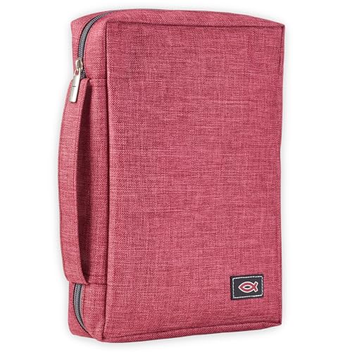 Christian Art Gifts Men/Women's Bible Cover Jesus Fish, Red Canvas, Small - color: Red/Jesus Fish, size: Small