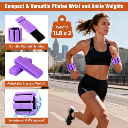 Pilates Kit Equipment, Pilates Ring and Ball for Women Home Workout | Pilates Set with 14'' Magic Circle, Wrist Weights, Resistance Bands, Yoga Strap, Socks, Bag, Essentials Accessories Kit - color: Purple