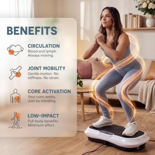Lifepro Waver Vibration Plate Exercise Machine with 99 Speeds & 10 Presets | Resistance Bands, Non-Slip Surface, 330 lbs Capacity — Vibration Plate for Lymphatic Drainage, Body Toning, Full-Body Workout - color: White