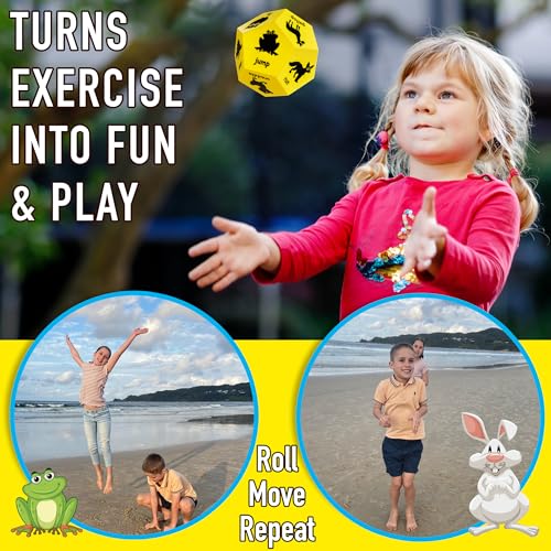 Animal Exercise Dice for Kids, 12-Sided Foam Dice, PE Equipment - color: Yellow