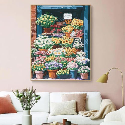 ZRIZQ Paint by Numbers Kit for Adults Beginners,Floral DIY Painting Set,Relaxing Creative Craft Activity,16x20 Inch-Flowers 16 - color: 16"X20"Rolled Canvas(Frameless)-Flowers 16