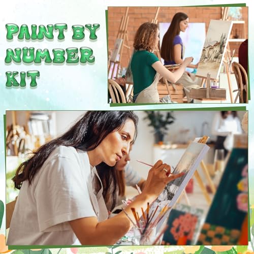 Nezyo 12 Sets Paint by Numbers 8 x 12 Inch for Adults Beginner with Wooden Frames Canvas DIY Acrylic Painting Kit Art Gift for Painting Party Sip and Paint Events for Home Decor(Festival) - style: Festival
