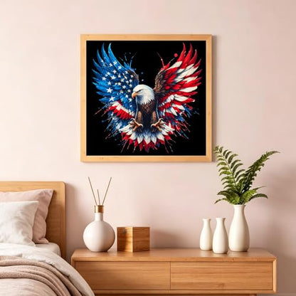 Diamond Art Painting Kits for Adults, Patriotic American Flag Bald Eagle Full Drill Diamond Dots Paintings for Beginners, Round 5D Paint with Diamonds Pictures Gem Art Painting Kits DIY Crafts - color: Patriotic Owl