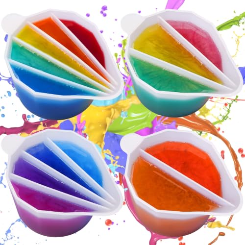 LET'S RESIN Silicone Split Cups, 4-Pack, 2-5 Channels, White | Thick reusable split cups with 2-5 channels help separate colors for resin crafts, fluid art and acrylic pouring - size: 4 Cups (15 oz)