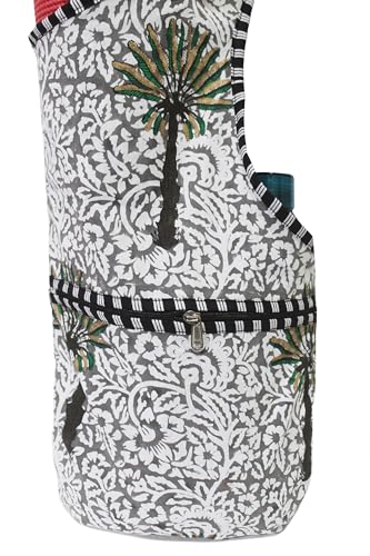 INDIAN CRAFT CASTLE Yoga Mat Bag | Tote Mat Bag | Sling Yoga Tote w/Large Side Pocket & Zipper Pocket | Yoga Mat Carrier Fits Most Size Mats - color: White & Grey