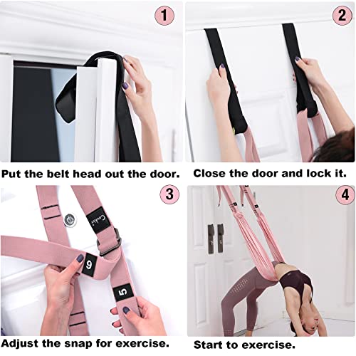 Tchrules Leg Stretcher Strap, Backbend Training Belt with Door Anchor, Flexibility Trainer Stretching Equipment Assist Stretch Strap for Fitness Gymnastics Dance Aerial Yoga Ballet - color: A-Pink