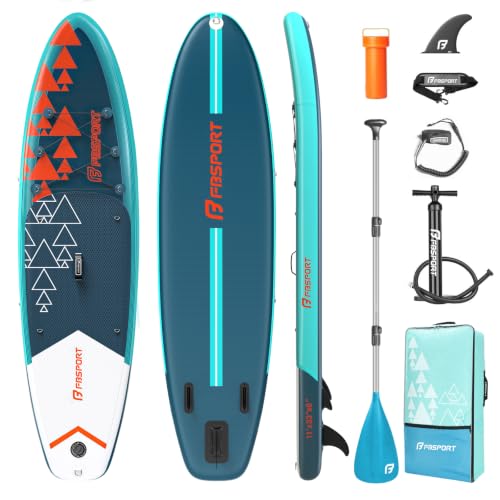 FBSPORT 11' Premium Stand Up Paddle Board, Yoga Board with SUP Accessories & Carry Bag | Wide Stance, Surf Control, Non-Slip Deck, Leash, Paddle and Pump for Youth & Adult - color: Dark Green