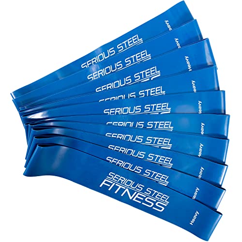 Serious Steel Fitness Mini Resistance Loop Bands | Rehab and Prehab Stretch Bands | 12" Exercise Workout Bands (Sets of 5 Pack and Sets of 10 Pack Trainer Options Available!) - color: Heavy 10 Pack (2" x 12")