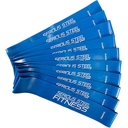 Serious Steel Fitness Mini Resistance Loop Bands | Rehab and Prehab Stretch Bands | 12" Exercise Workout Bands (Sets of 5 Pack and Sets of 10 Pack Trainer Options Available!) - color: Heavy 10 Pack (2" x 12")