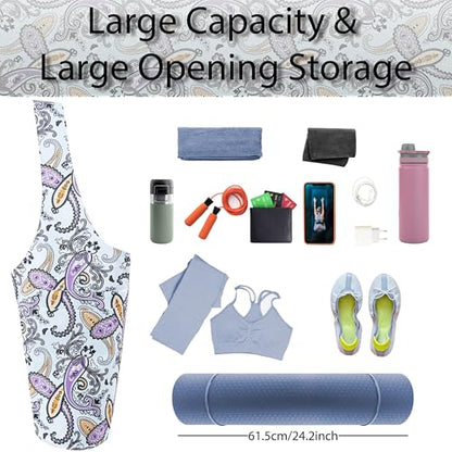 Yoga Mat Bag Yoga Tote Bag with Large Pocket and Zipper Pocket Yoga Mat Bag Carrier Fit Most Size Mats and All You Stuff - color: light blue