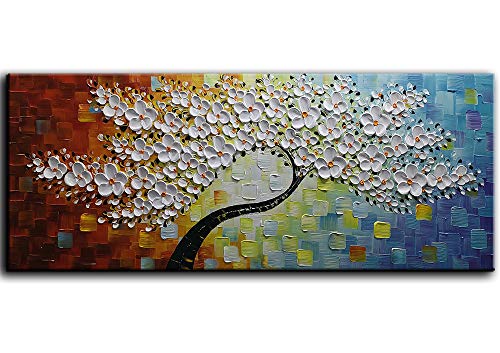 YaSheng Art - Large Canvas Wall Art ,Hand Painted 3D Texture Wall Art ,Colorful Floral Oil Painting, Modern Abstract Artworks Paintings , Wall Art for living room Bedroom Office Wall Deco Home, Framed Wall Art Pictures 60 by 24 inch - color: YS-0017, size