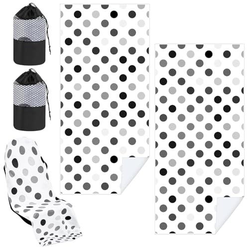 Hahafelt 2 Pack Car Seat Towel Cover with Storage Bag, Black and Gray Dots | 63 x 32 in Car Towel Seat Cover Non Slip Waterproof, Gym Workout Swimming Running, Machine Washable Sweat Absorbent Protector - style: Black and Gray Dots