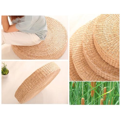 Japanese Round Floor Seat Cushion, Padded Knitted Straw Tatami Floor Cushion, Meditation Mat Prayer Pillow for Kneeling 40cm - size: 40cm
