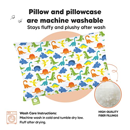 Toddler Pillow with Pillowcase, 13x18 My Little Dreamy Pillow (Happy Dino) - color: Happy Dino