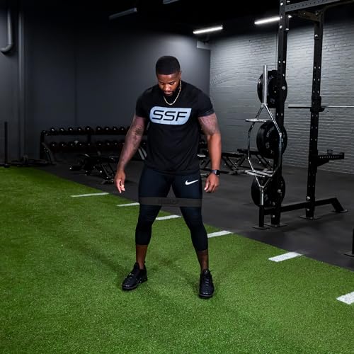 Serious Steel Fitness 패브릭 미니 루프 미끄럼 방지 저항 밴드 세트 | 워밍업, 물리 치료, 둔근 훈련, 속도 및 민첩성 운동 밴드 - color: 레벨 5 - X-Heavy (블랙)