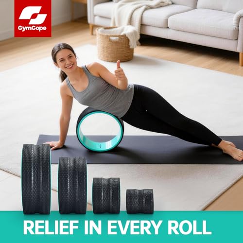 GymCope Back Roller Wheel 4 Pack Spine-Safe Groove, for Whole Family Yoga - color: Mint Green, size: 4"+6"+10"+13"
