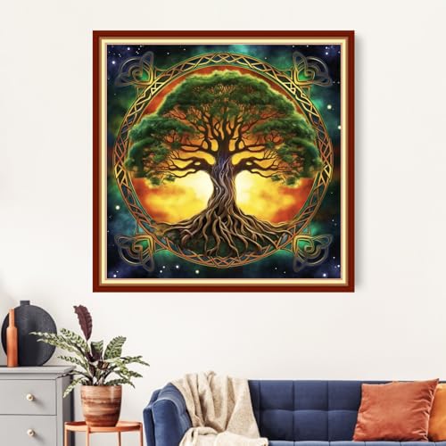 Artvxeay Stamped Cross Stitch Kits Beginners Full Range of Embroidery Starter Kits for Adults Printed Cross Stitching DIY Needlepoint Kit 11CT- (Magic Tree 18x18 inch) - color: ColorArt11