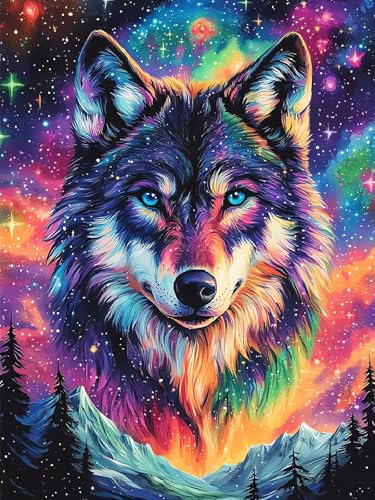 DIY Wolf Diamond Art Kits for Adults, Diamond Painting Kits for Beginners | Diamond Dot for Adults, Small Dimond Art Paintings, Full Drill Gem Painting, Crafts for Adults, Home Wall Decor (12x16inch) - color: QY148