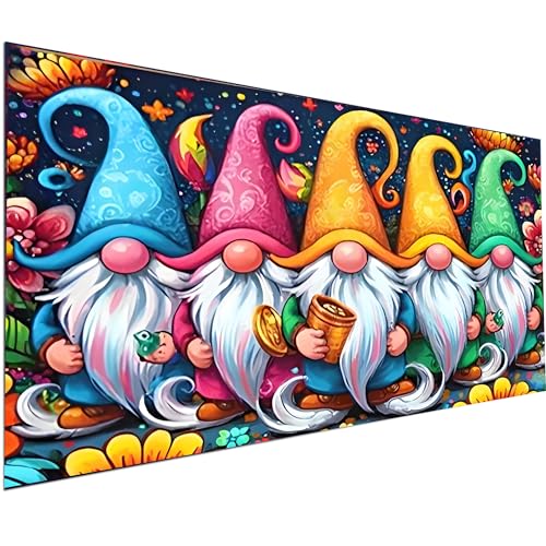 KUFWKEY Large Size Gnomes Diamond Painting Kits for Adults,5D Diamond Art Kits for Beginner,DIY Handicrafts,Full Round Diamond Dots,Mosiac Gem Art and Craft Kits,Christmas wall Decor 31.5x15.7inch - color: AM6031