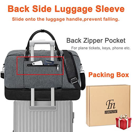IBFUN Weekender Bags for Women, 21" Travel Duffle Bag with Shoe Compartment - color: B1-Grey
