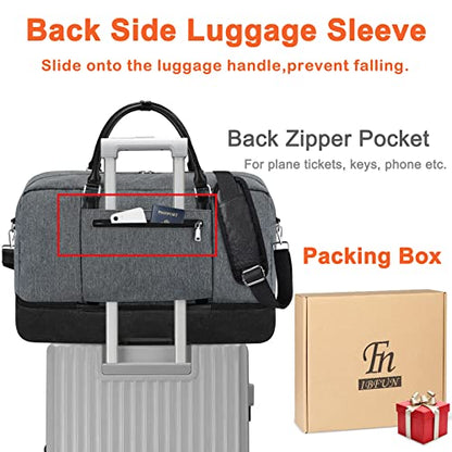 IBFUN Weekender Bags for Women, 21" Travel Duffle Bag with Shoe Compartment - color: B1-Grey