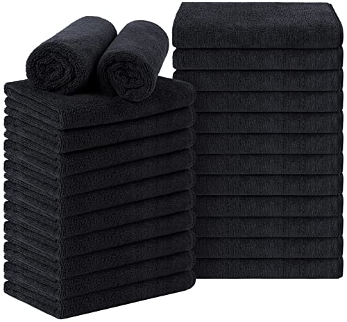 Orighty Salon Towels, 24 Pack Black Microfiber Hair Towel (16 x 29 Inch) | Super Soft and Absorbent Microfiber Towels for Salon, Hand, Gym, Bath, Spa and Home Hair Care (Not Bleach Proof) - size: 24 Pack