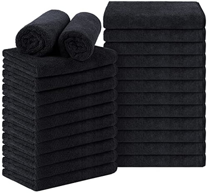 Orighty Salon Towels, 24 Pack Black Microfiber Hair Towel (16 x 29 Inch) | Super Soft and Absorbent Microfiber Towels for Salon, Hand, Gym, Bath, Spa and Home Hair Care (Not Bleach Proof) - size: 24 Pack
