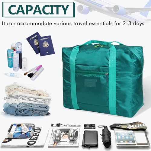 Travel Duffel Bag 12 PCS Foldable Travel Bag Bulk Carry on Luggage Bag Waterproof Tote Sports Gym Bag Lightweight Large Weekender Overnight Bag for Women and Men (Green 12PCS) - color: Green 12PCS